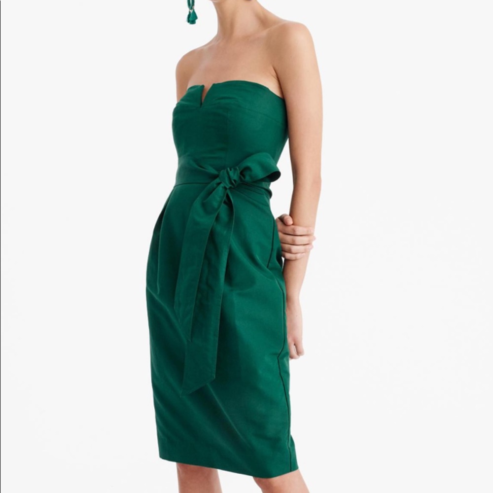 J crew green strapless dress with v notch, 16